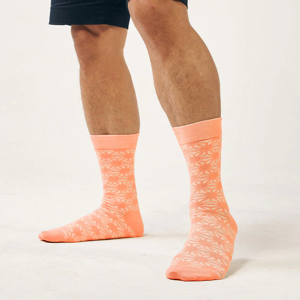 Batik-Inspired Unisex Socks - Peach Firework