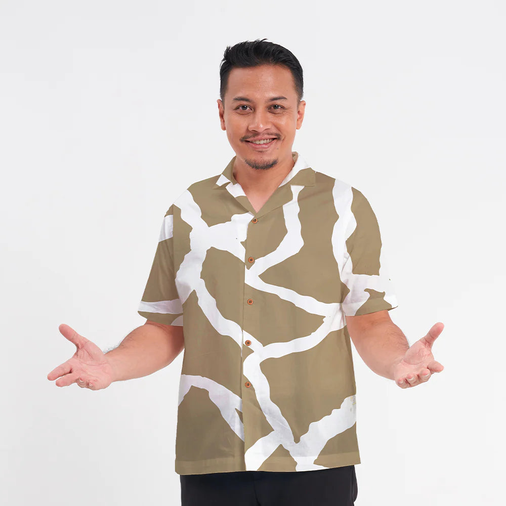 Men's Batik Cuban Shirt - Stone Chain