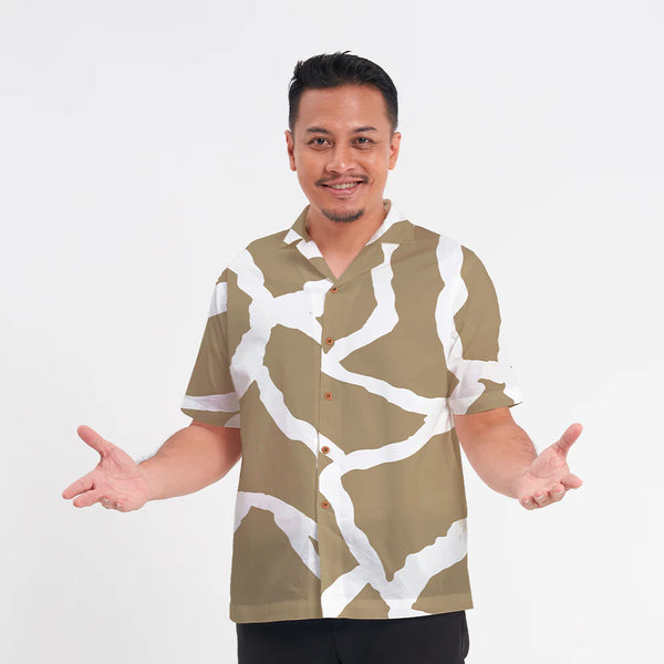 Men's Batik Cuban Shirt - Stone Chain