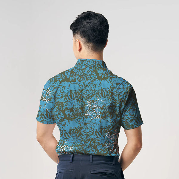 Men's Batik Shirt - Cyan Rumpai