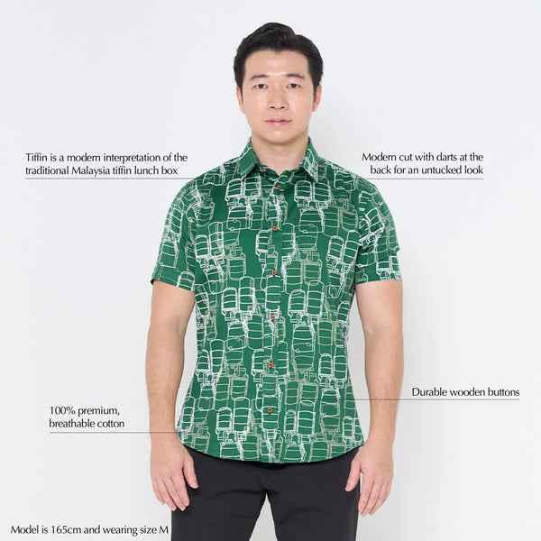 Men's Batik Modern Shirt - Green Tiffin