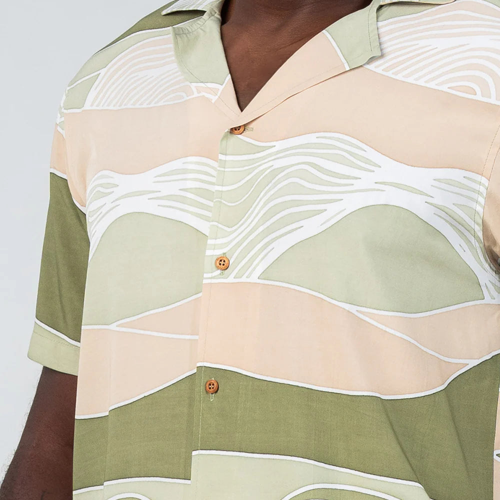 Men's Cuban Batik Shirt - Moss Bukit