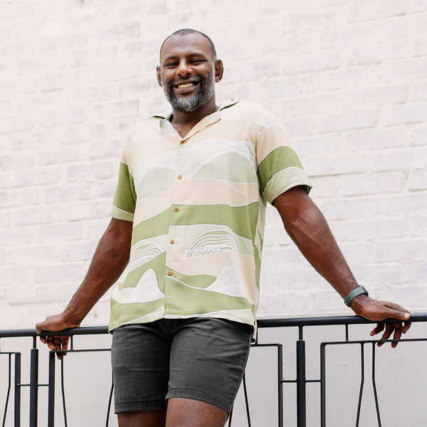 Men's Cuban Batik Shirt - Moss Bukit