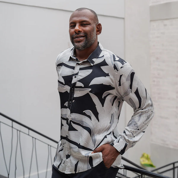 Men's Long-Sleeved Batik Shirt - Starry Palma