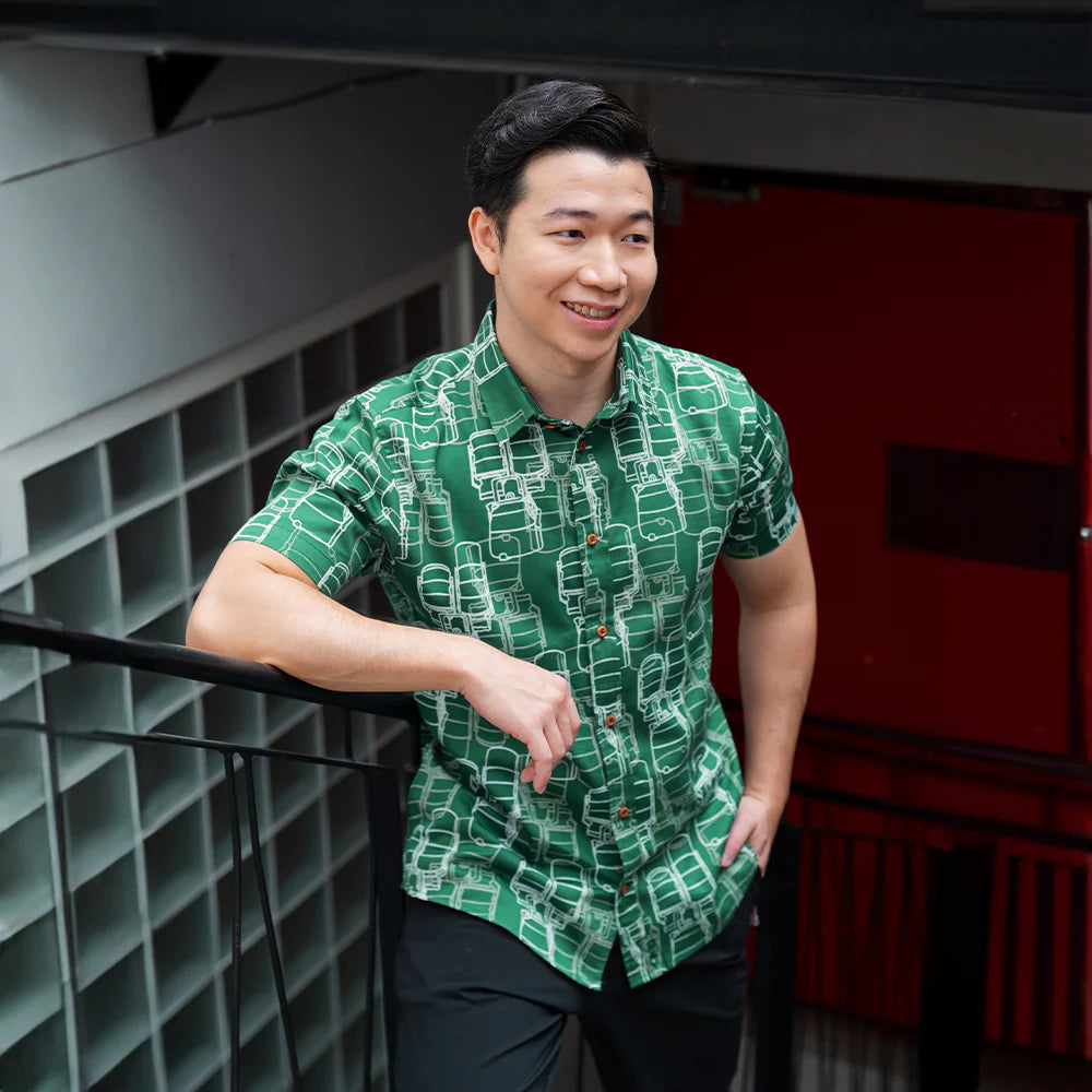 Men's Batik Modern Shirt - Green Tiffin