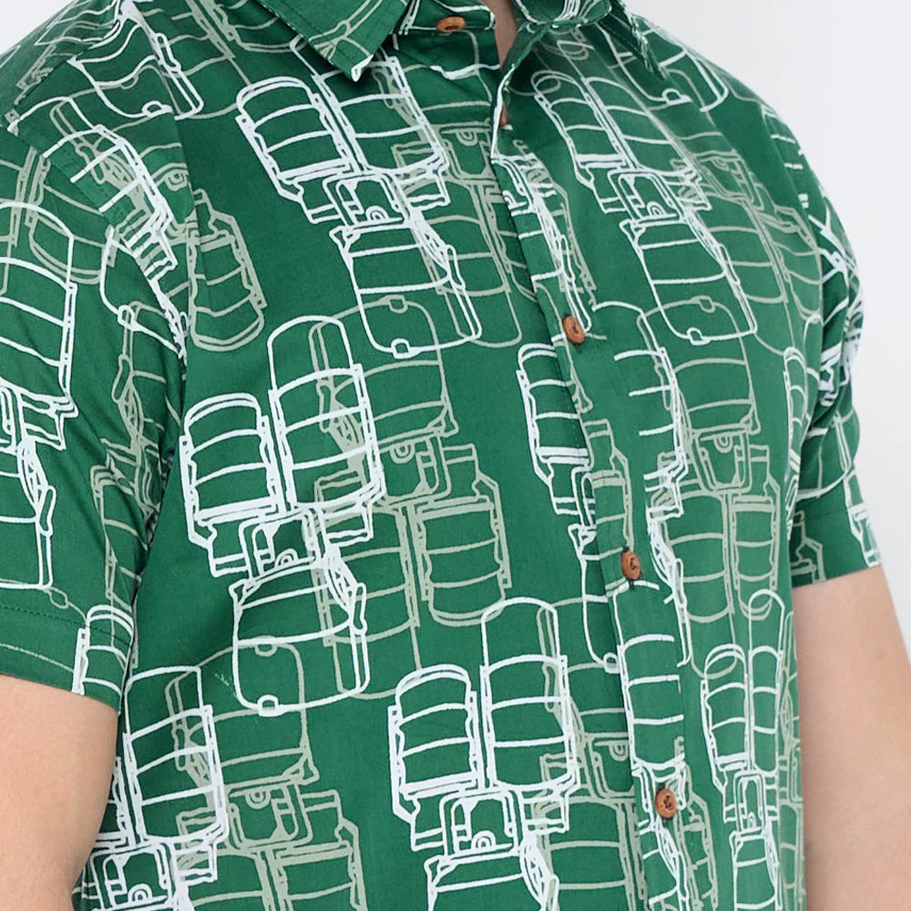 Men's Batik Modern Shirt - Green Tiffin