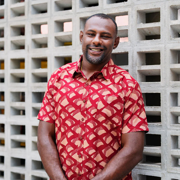 Men's Batik Shirt - Crimson Nasi Lemak