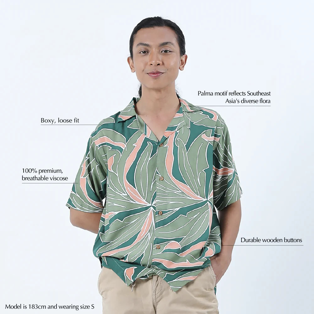 Men's Batik Cuban Shirt - Jungle Palma