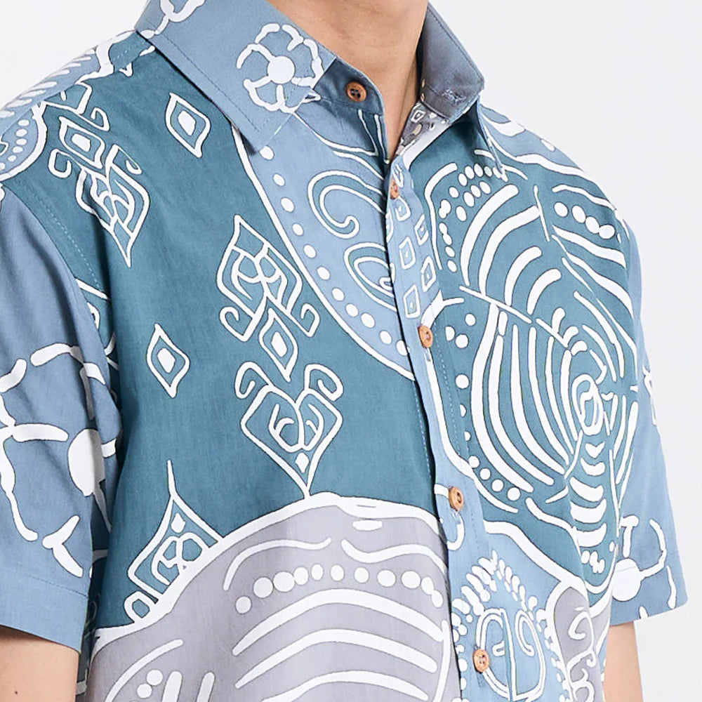 Men's Modern Batik Shirt - Slate Petola
