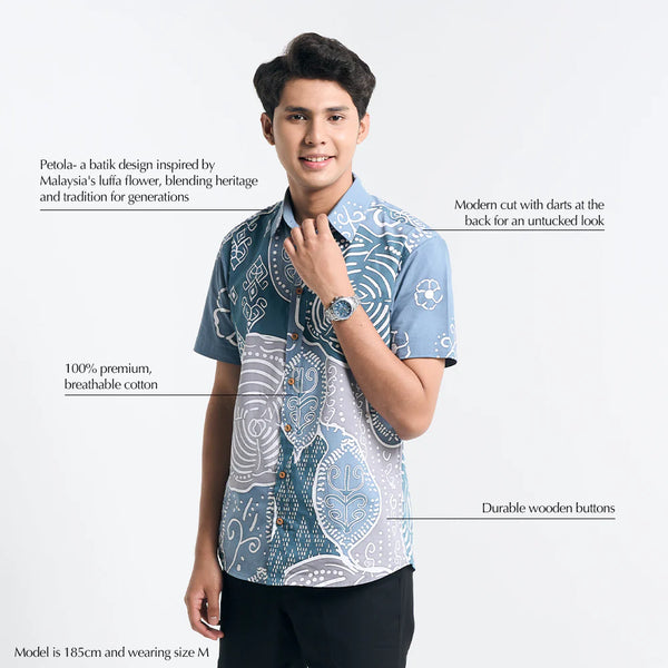 Men's Modern Batik Shirt - Slate Petola