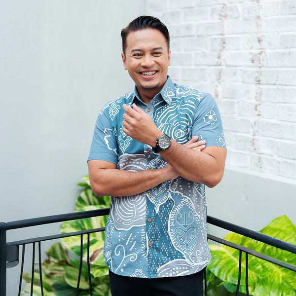 Men's Modern Batik Shirt - Slate Petola