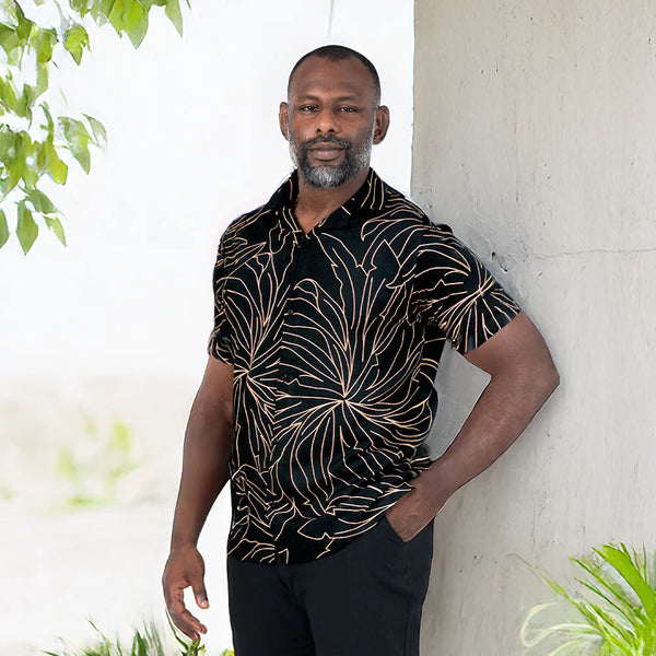 Men's Cuban Batik Shirt - Onyx Palma