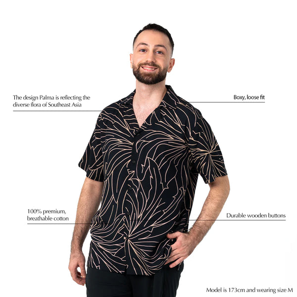 Men's Cuban Batik Shirt - Onyx Palma