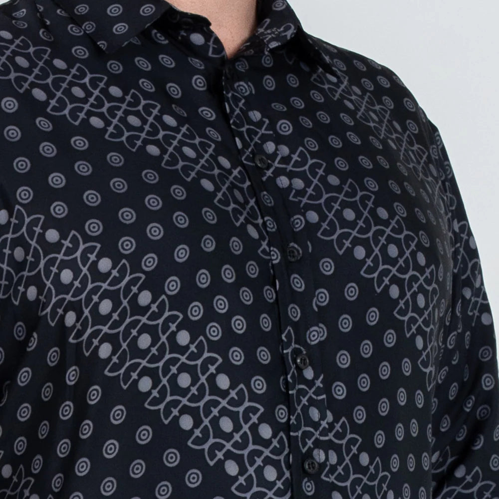 Men's Long-Sleeved Batik Shirt - Jet Alur