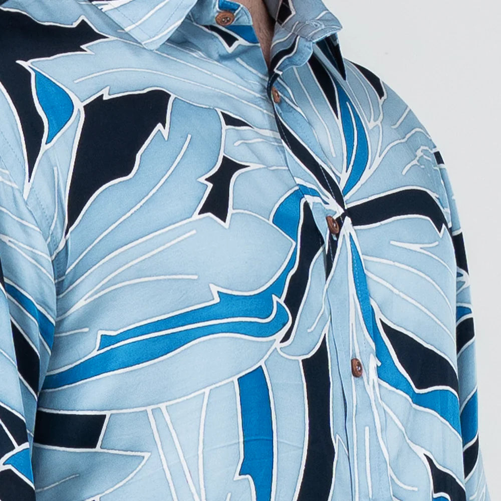 Men's Long-Sleeved Batik Shirt - Moonlight Palma