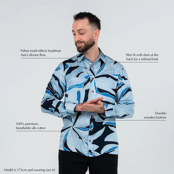 Men's Long-Sleeved Batik Shirt - Moonlight Palma