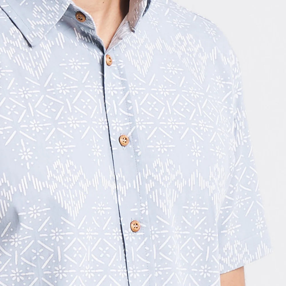 Men's Modern Batik Shirt - Grey Anyam