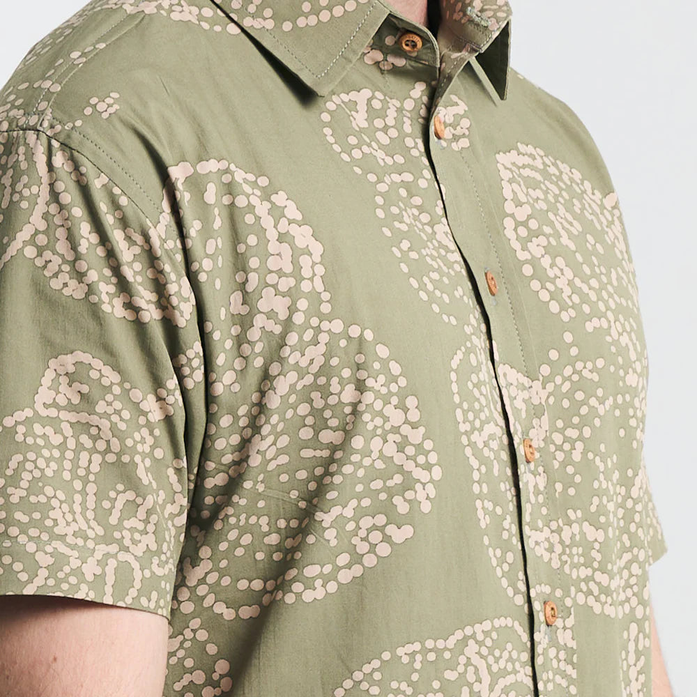 Men's Modern Batik Shirt - Moss Orchid