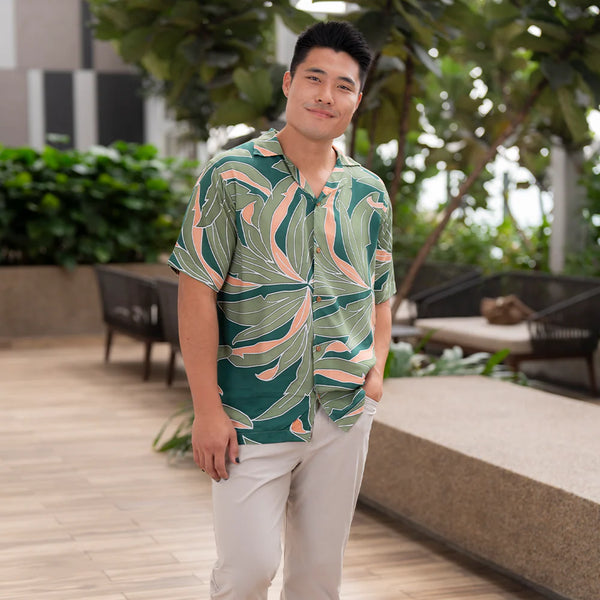 Men's Batik Cuban Shirt - Jungle Palma