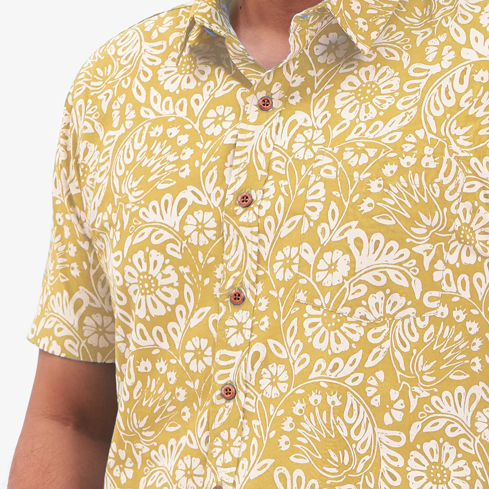 Men's Batik Shirt - Mustard Ukir