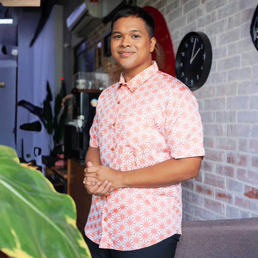 Men's Batik Shirt - Peach Firework