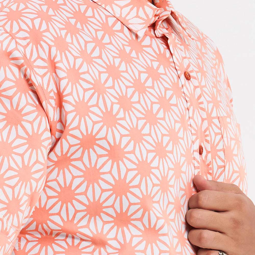 Men's Batik Shirt - Peach Firework