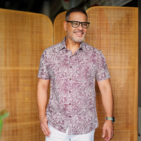 Men's Batik Shirt - Pink Floret