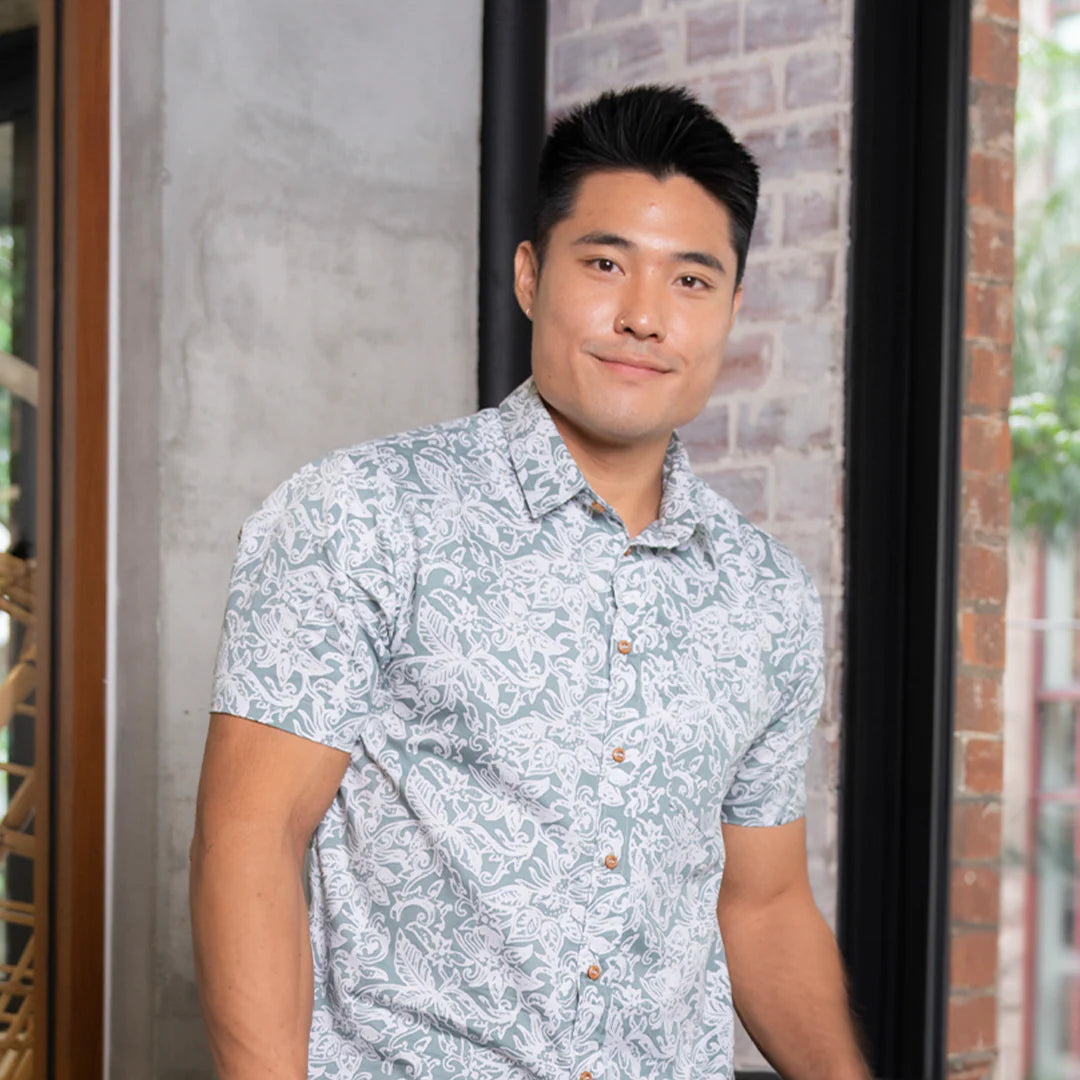 Men's Batik Shirt - Sage Floret