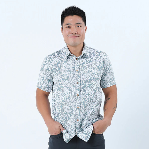 Men's Batik Shirt - Sage Floret