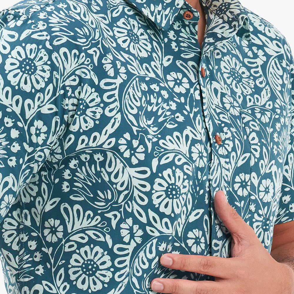 Men's Batik Shirt - Teal Ukir
