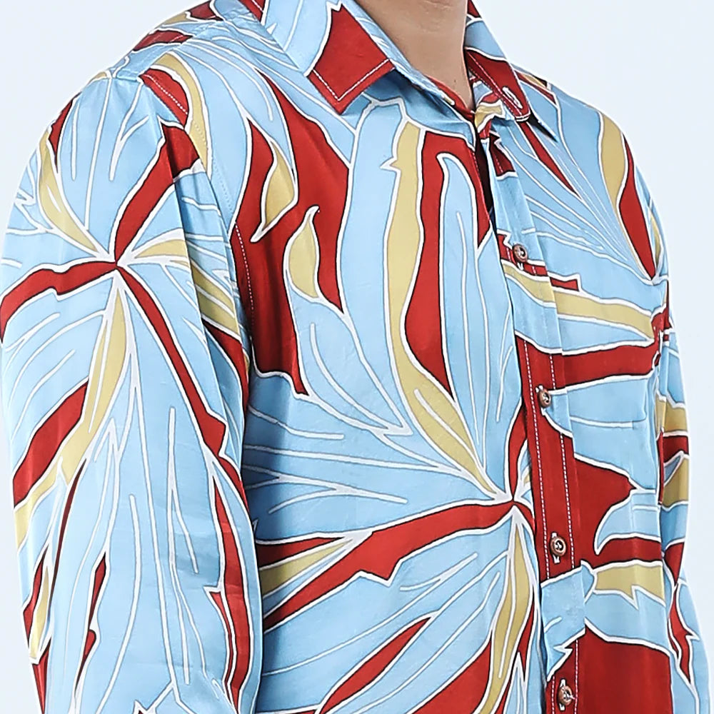 Men's Long-Sleeved Batik Shirt - Sunset Palma