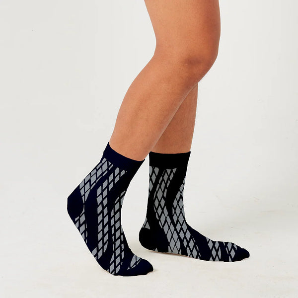 Batik-Inspired Unisex Socks - Black Snakeskin